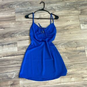 CUTEST LINEN BLEND SUMMER DRESS ROAYL BLUE